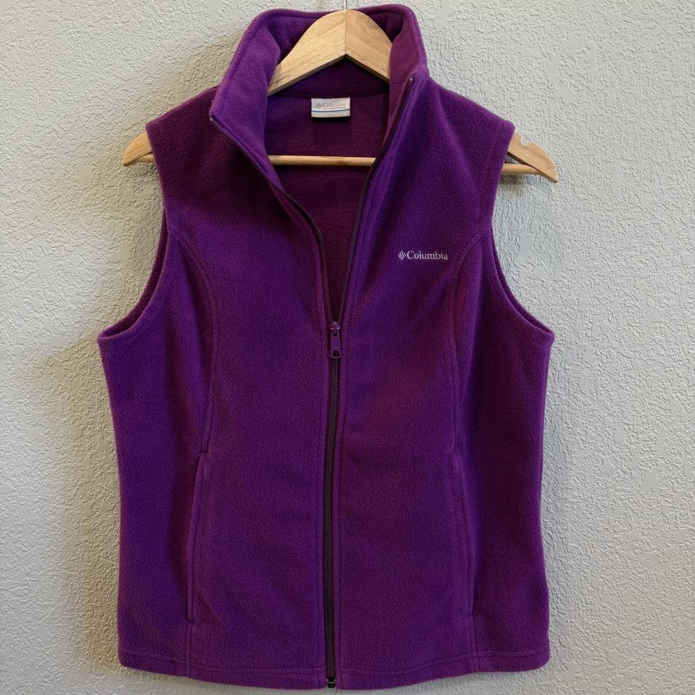 Columbia Women's "Benton Springs" Full-Zip Fleece Vest Purple Medium EUC
